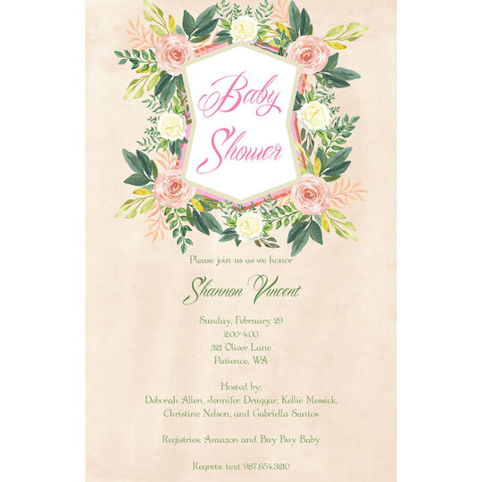 Crested Blooms Invitations